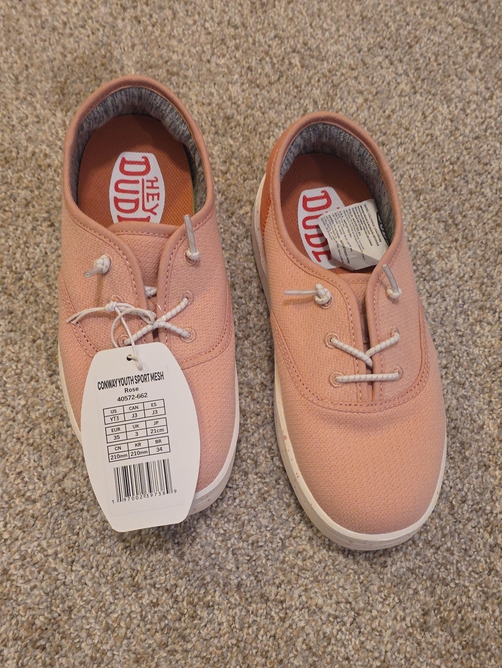 Hey Dude Kids Peach Canvas Slip-On Sneakers